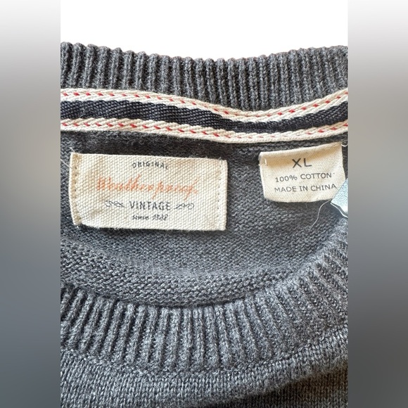 Original Weatherproof Vintage Mens Gray Sweater Embossed Logo 100% Cotton  XL - Picture 5 of 6